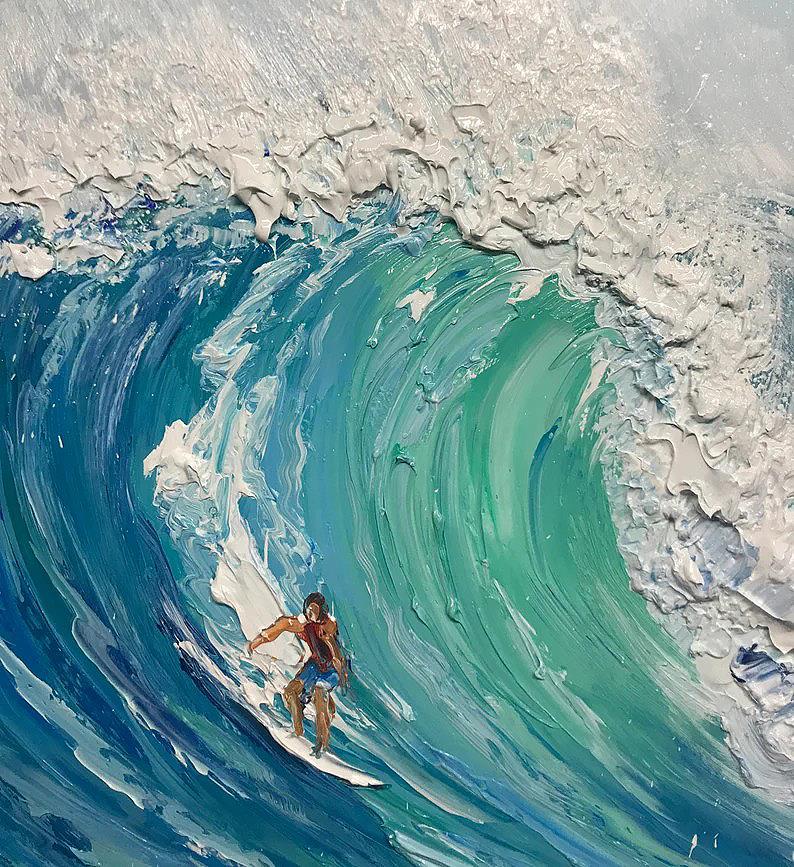 Deporte de surf Blue Waves de Palette Knife detalle Pintura al óleo